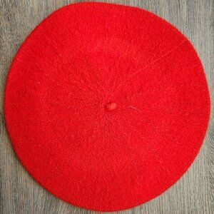 VTG Red Felt Wool Classic French Beret